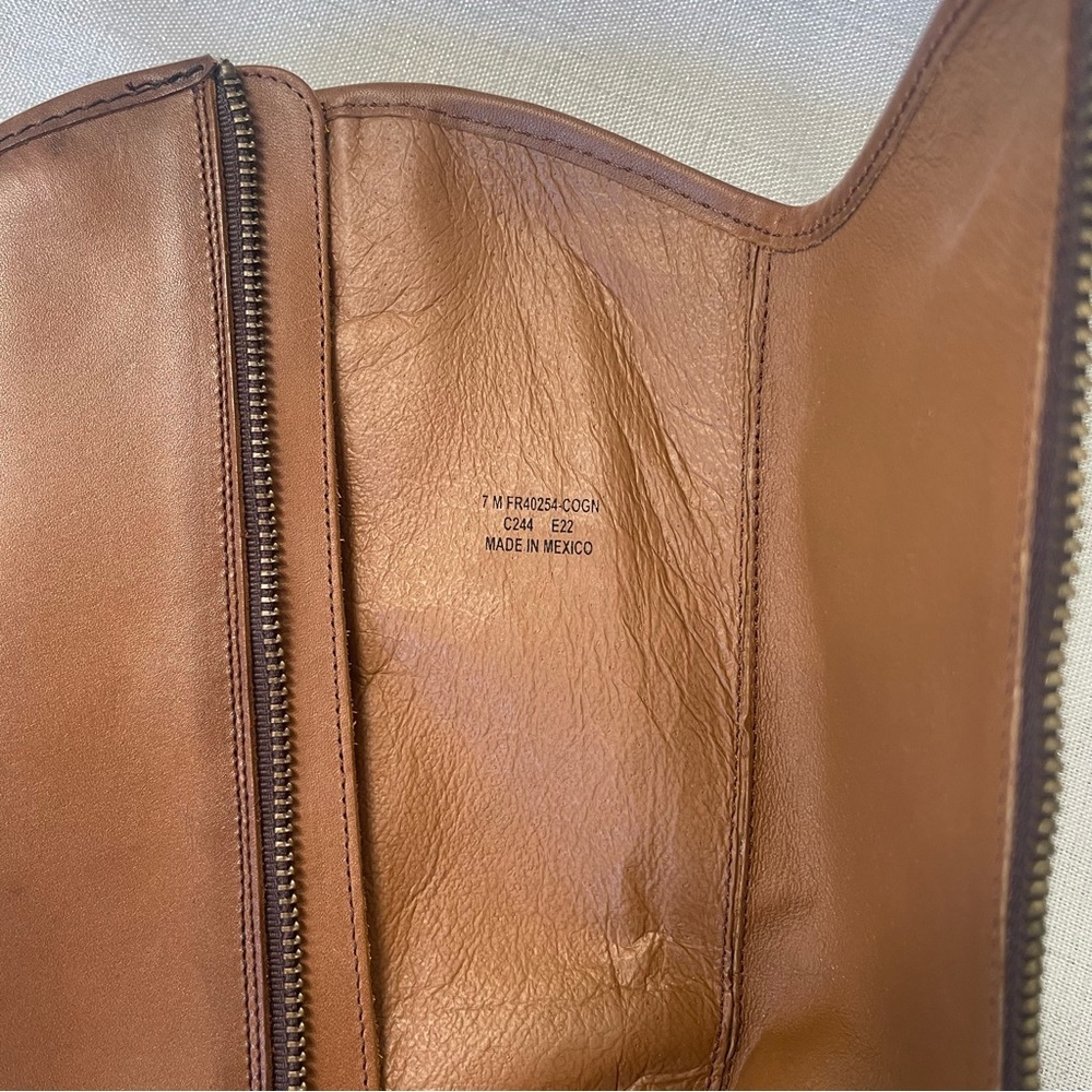 Women's Tan Leather Riding Boots - Picture 5 of 12